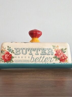 The Pioneer Woman Turquoise Ceramic Butter Dish